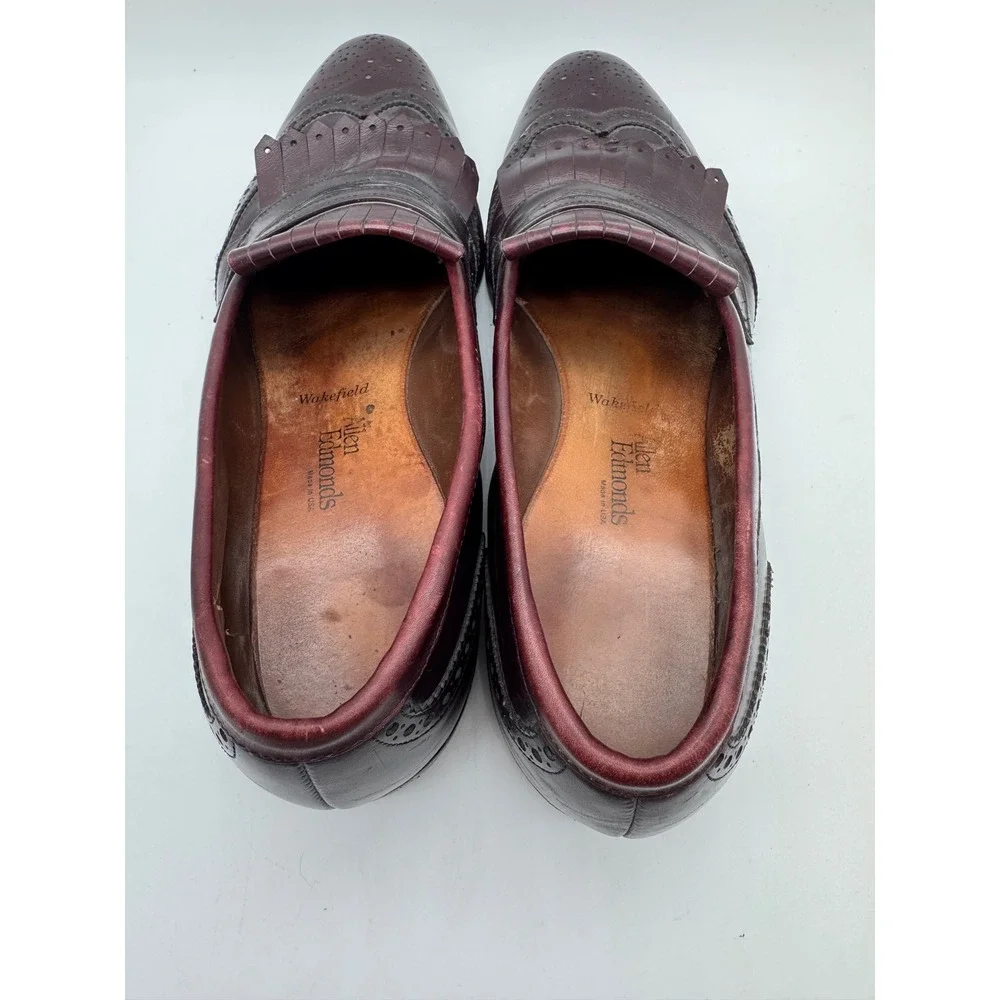 Allen Edmonds Wakefield Mens 13 A Burgundy Leather Kiltie Tassel Wingtip Loafers